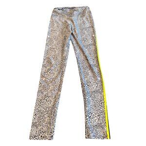 Goldsheep Cheetah Print Leggings High Waisted Neon Stripes Bold Workout Sz Small